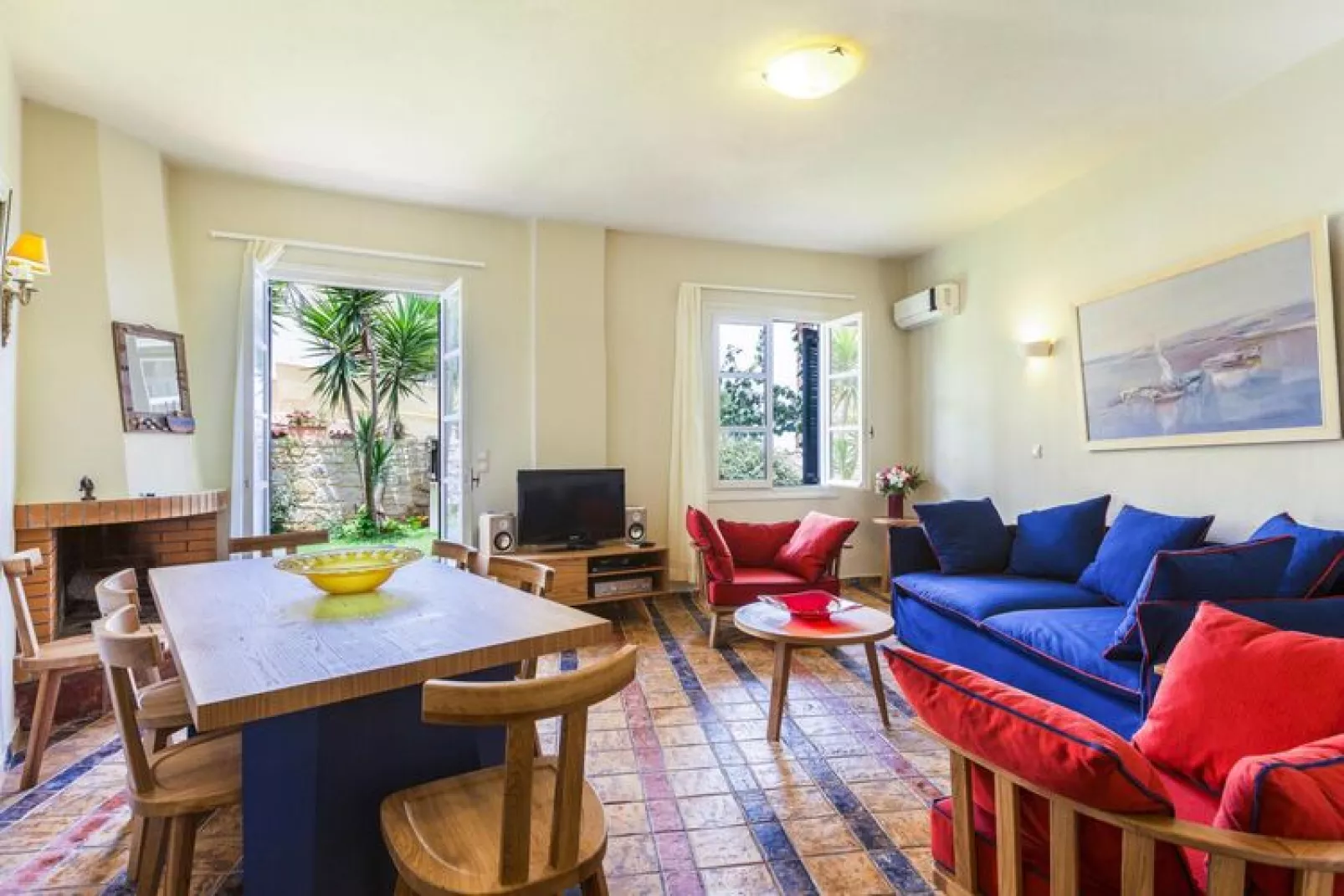 Villas Avra & Pyrgos, Episkopi-Villa Pyrgos, ca. 145 qm, 9 pax-Wohnzimmer