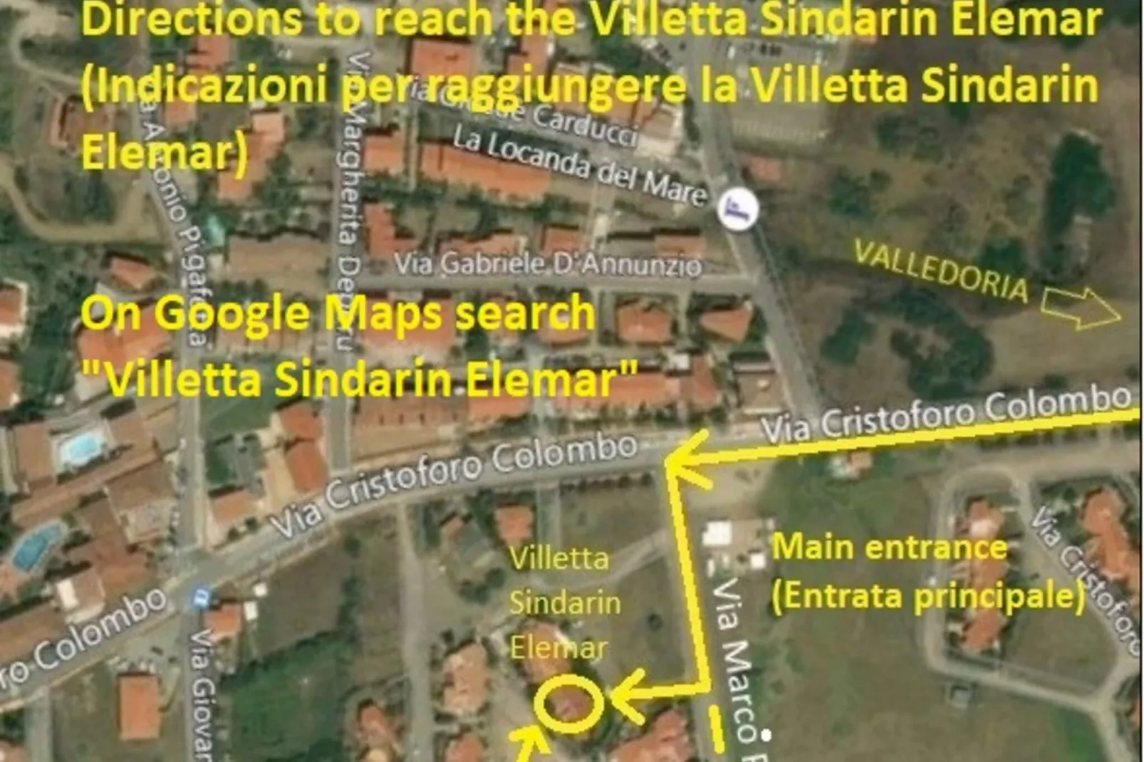 Villetta Sindarin Elemar-Areas summer 1km