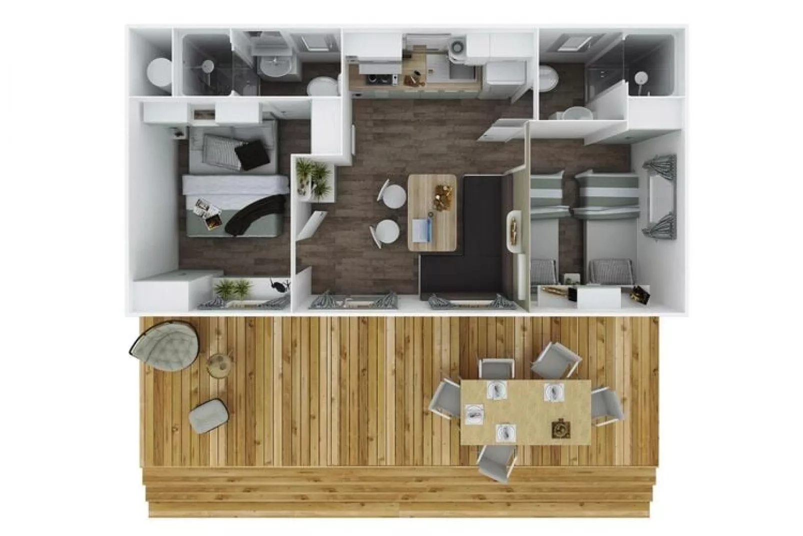 Mobile Homes in Camping Park Soline - Biograd - Type Premium Family-Floor plan