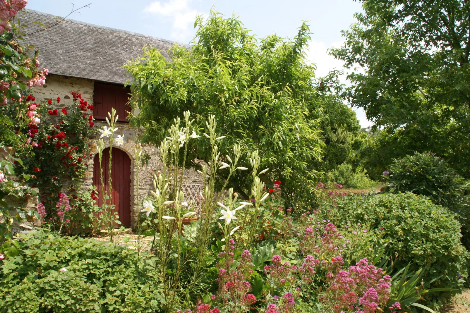 Maison de vacances St Laurent des Mortiers-Gärten Sommer