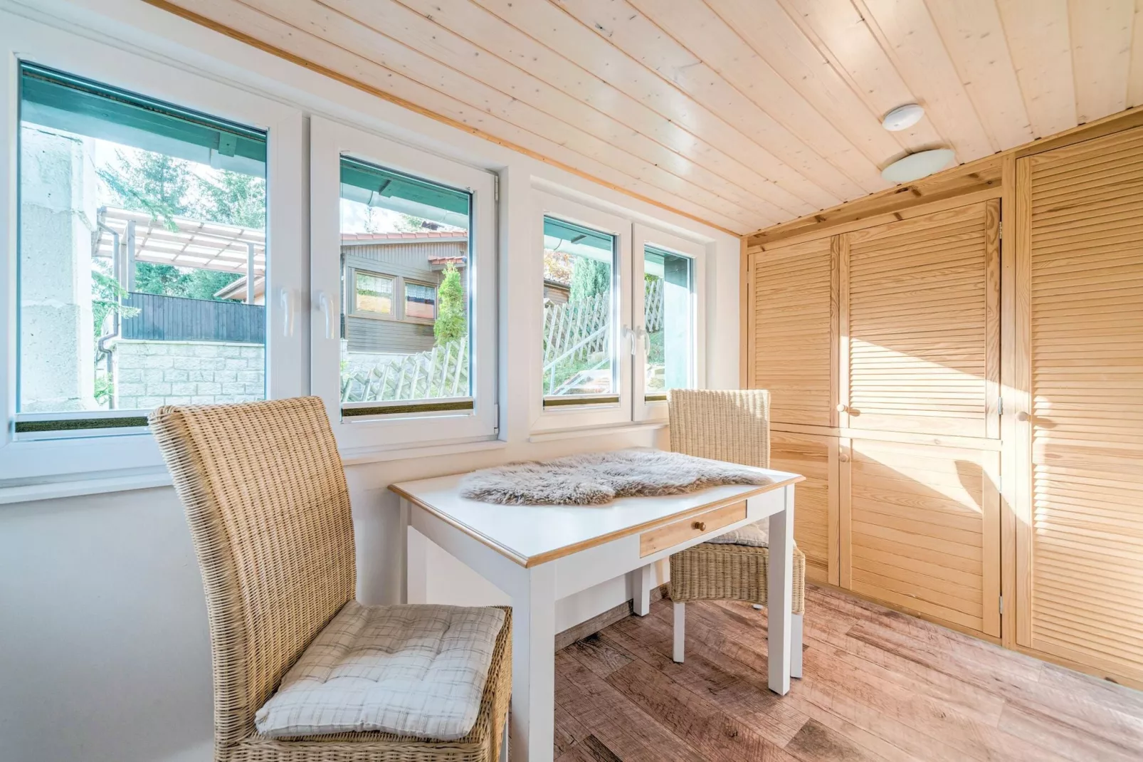 Holiday home with terrace next to the forest-Dining room