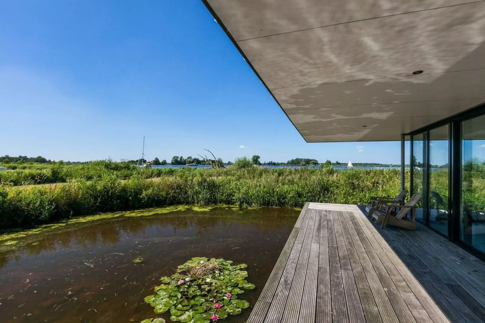 Watervilla de Blauwe Reiger-Aussicht Sommer