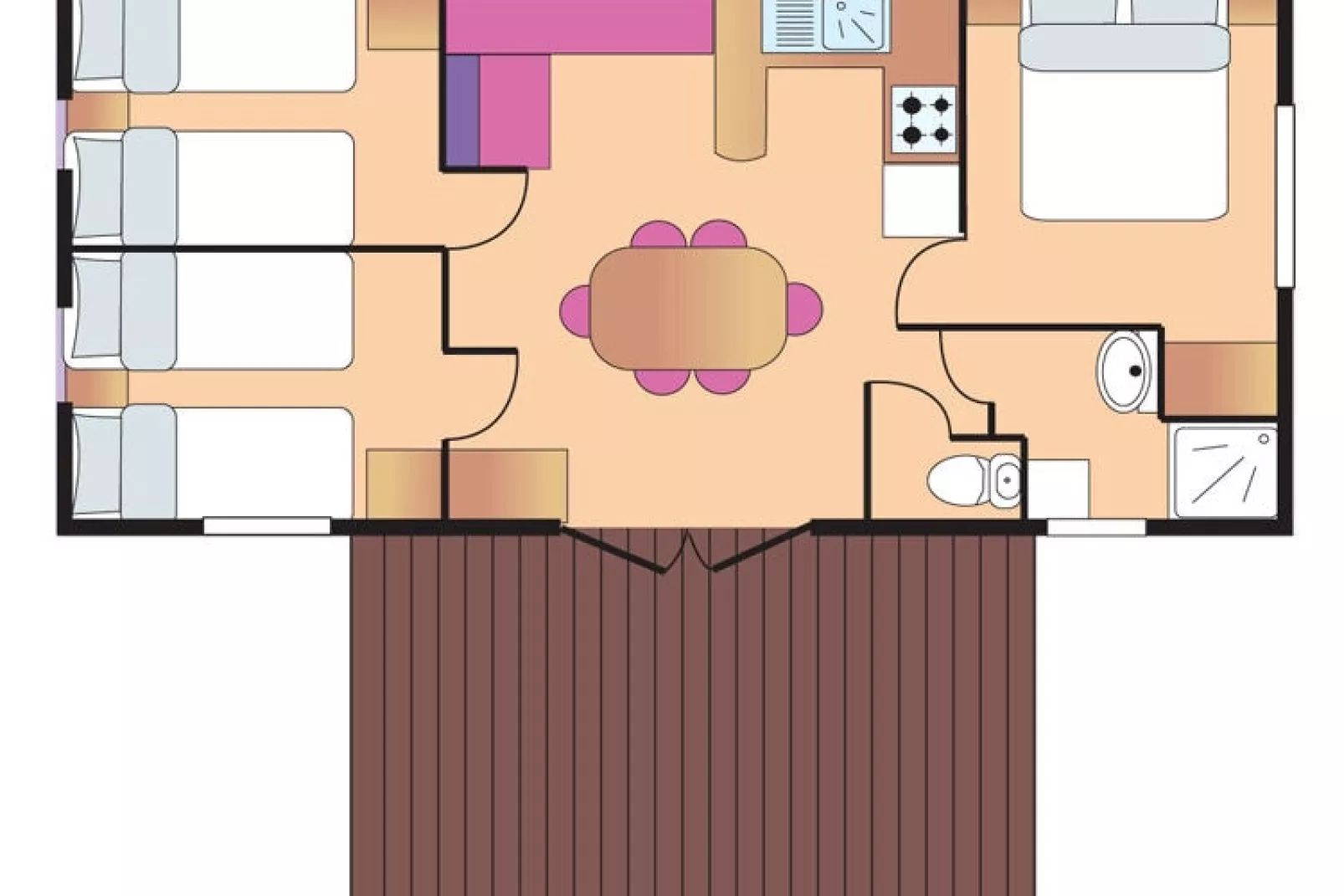 Caravanpark Mas des Lavandes Sérignan - Mobilhome Classic 3ch 6pers-Floor plan