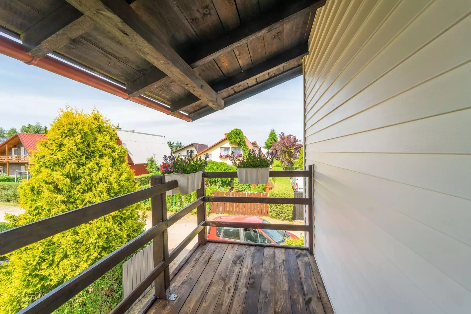 Holiday home Sledzik Rowy-Terrassenbalkon