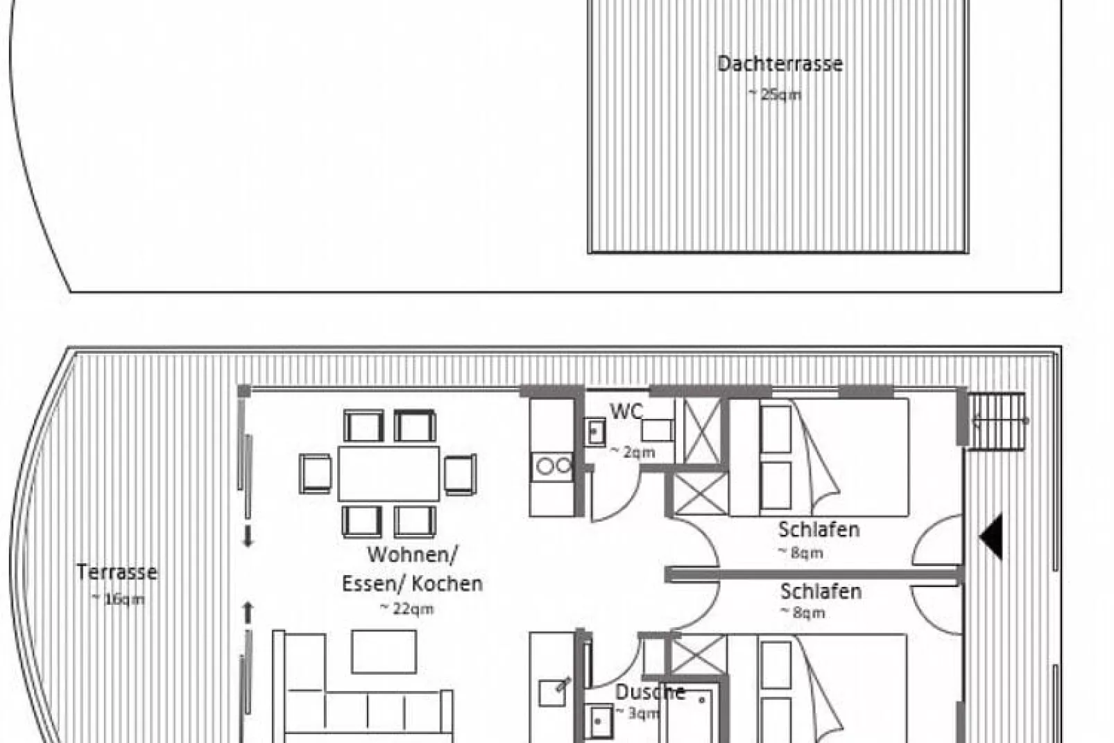 Floating 44 - LP 6 / 1-2 Personen-Grundriss