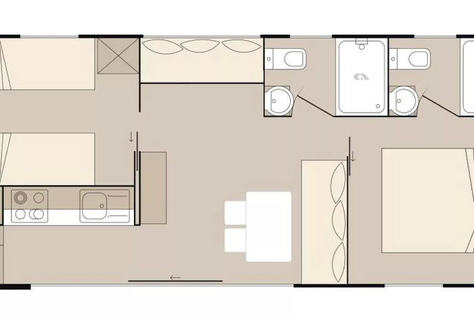 Mobile Homes Strasko Novalja Mediteran ca 34 qm für 6 Pers-Floor plan