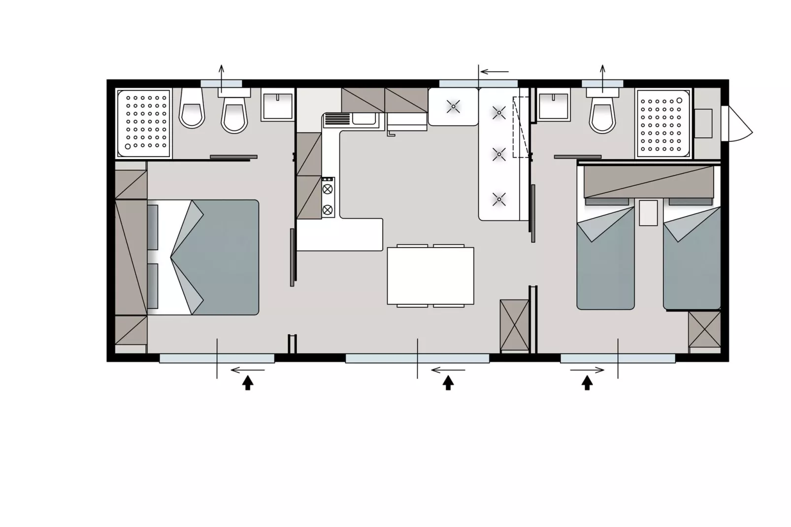 Mobile Homes Strasko Novalja Premium new 34 qm für 5 Pers-Floor plan