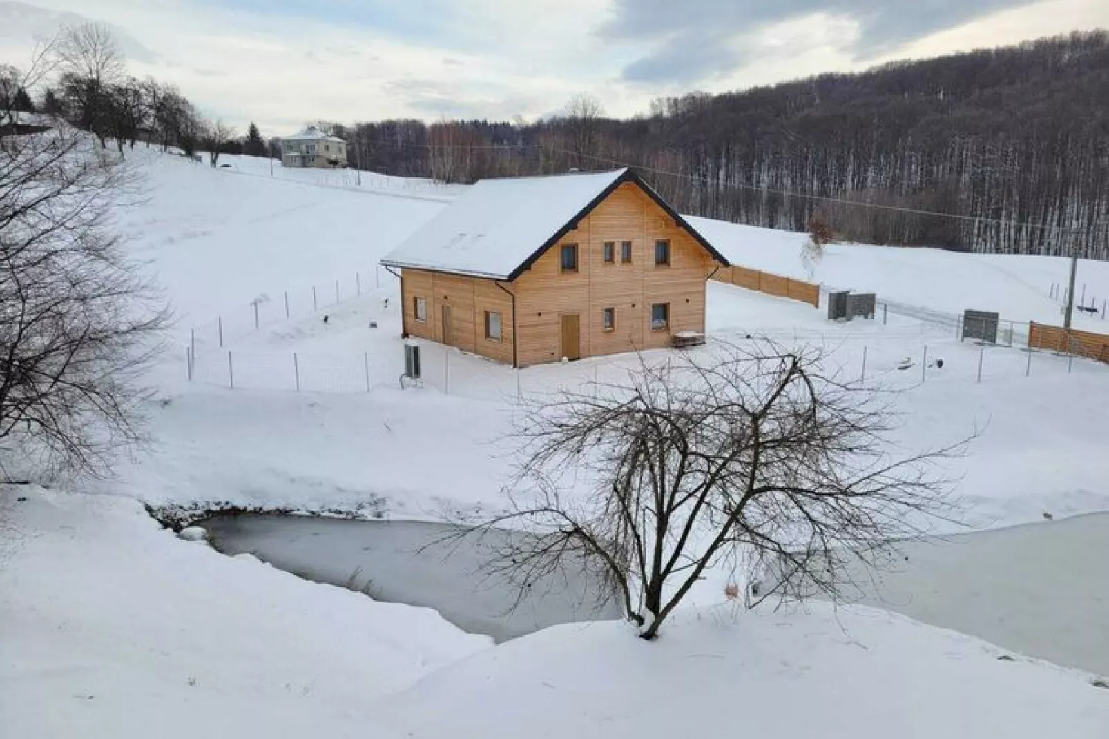 Komfortowy dom wakacyjny z basenem dla 12 osób-Exterior winter
